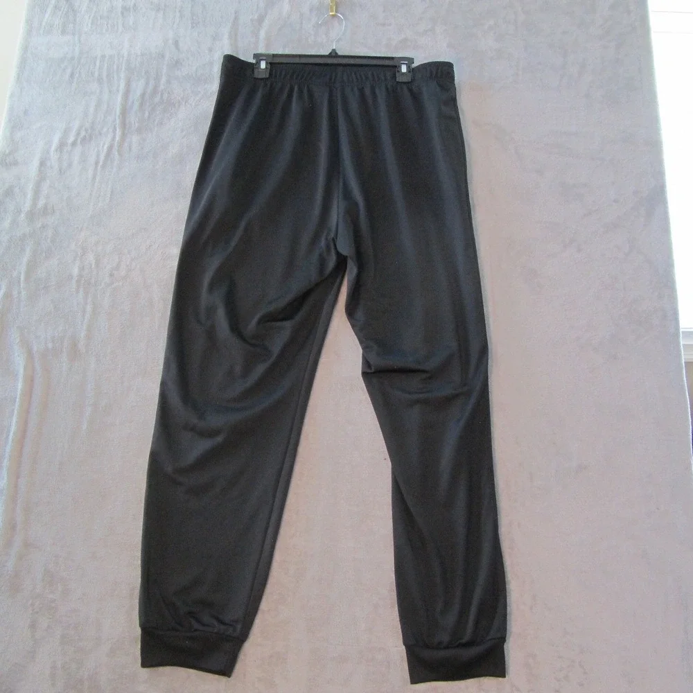Adidas Mens XL Black Track Pants Joggers Tapered Leg Elastic Waist Drawstring